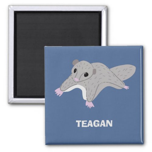 Personalized Cartoon Sugar Glider Gray and Blue Magnet