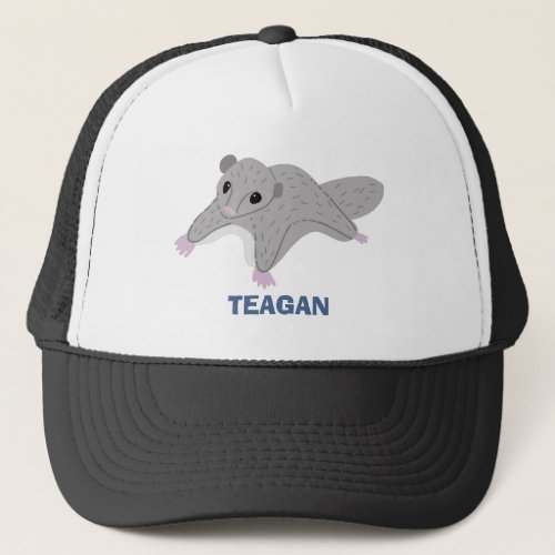 Personalized Cartoon Sugar Glider Gray and Blue Trucker Hat