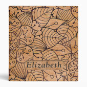 Personalized Carved Wood Floral Mandala 3 Ring Binder (Front)