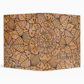 Personalized Carved Wood Floral Mandala 3 Ring Binder (Background)