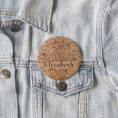 Personalized Carved Wood Floral Mandala Button (In Situ)