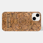 Personalized Carved Wood Floral Mandala Case-Mate iPhone Case (Back (Horizontal))