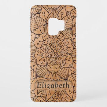 Personalized Carved Wood Floral Mandala Case-mate Samsung Galaxy S9 Case by ironydesigns at Zazzle