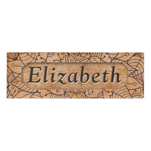 Personalized Carved Wood Floral Mandala Name Tag