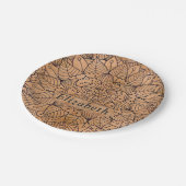 Personalized Carved Wood Floral Mandala Paper Plates (Angled)