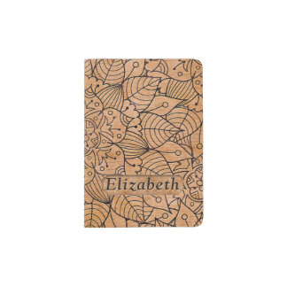 Personalized Carved Wood Floral Mandala Passport Holder