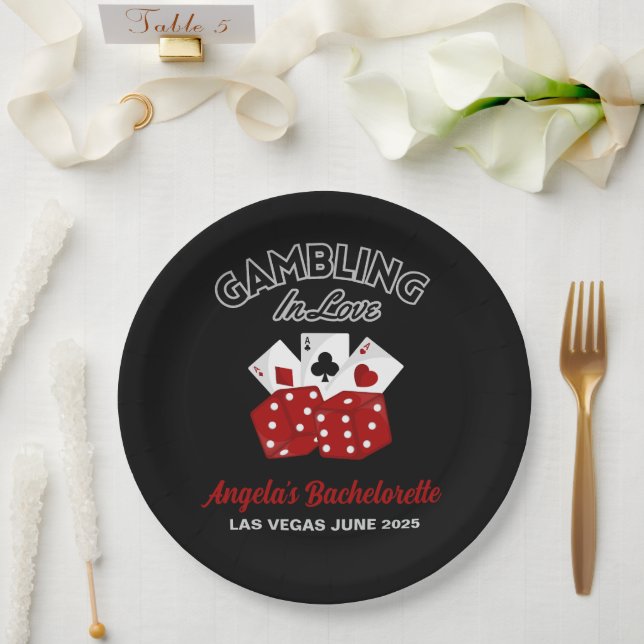 Personalized Casino Las Vegas Bachelorette Party Paper Plates (Wedding)