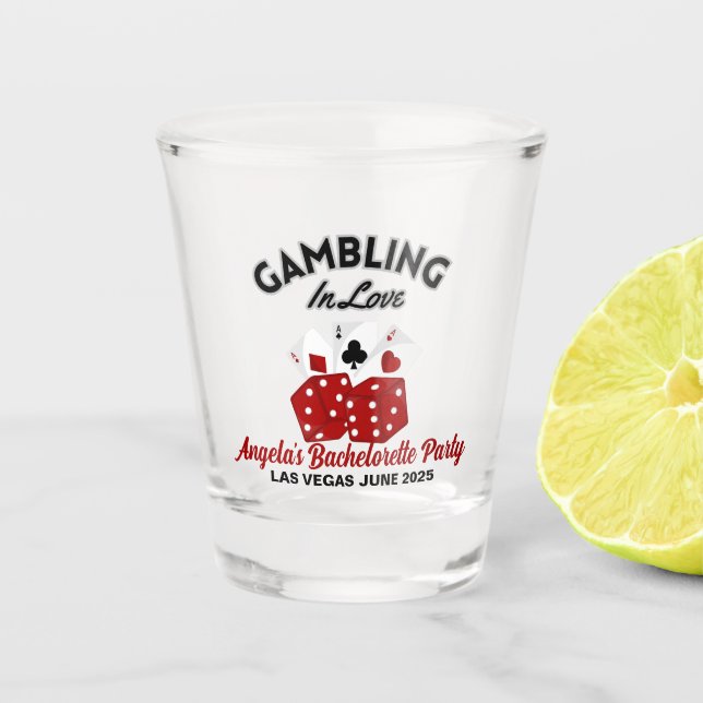 Personalized Casino Las Vegas Bachelorette Party Shot Glass (Front)