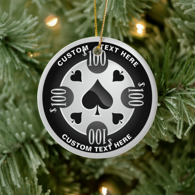 Personalized Casino Poker Chip Christmas Ceramic Ornament (Tree)