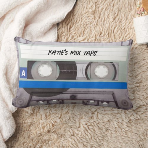 Personalized Cassette Tape Lumbar Accent Pillow