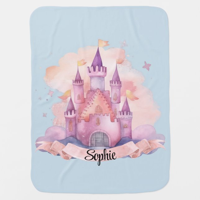 Personalized Castle Blanket, Baby Blanket  (Front)