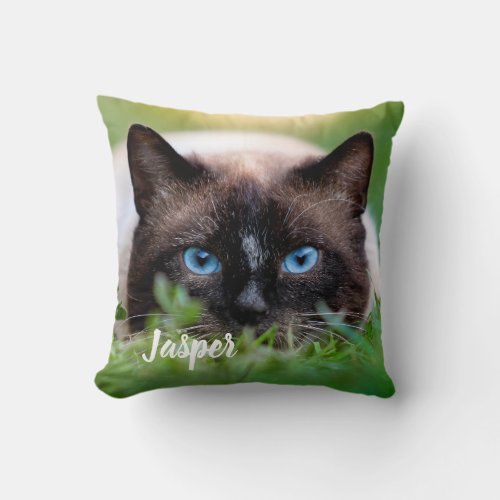 Personalized Cat 2 Pet Photo Throw Pillow - Celebrate your best friend with a personalized Pet Pillow .  Customize with your own photos , and name . This pet pillow is perfect for dog, cat, even family, friends and grandparents. Personalized Cat 2 Pet Photo Throw Pillow