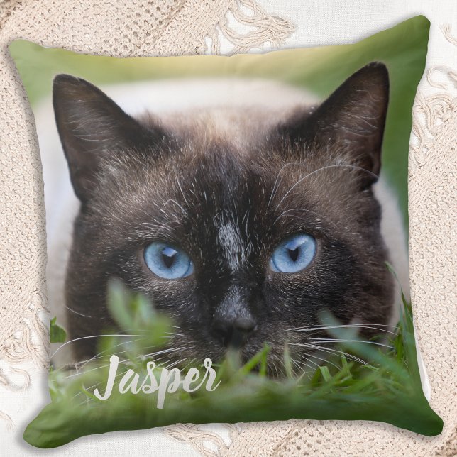 Personalized Cat 2 Pet Photo Throw Pillow (Creator Uploaded)