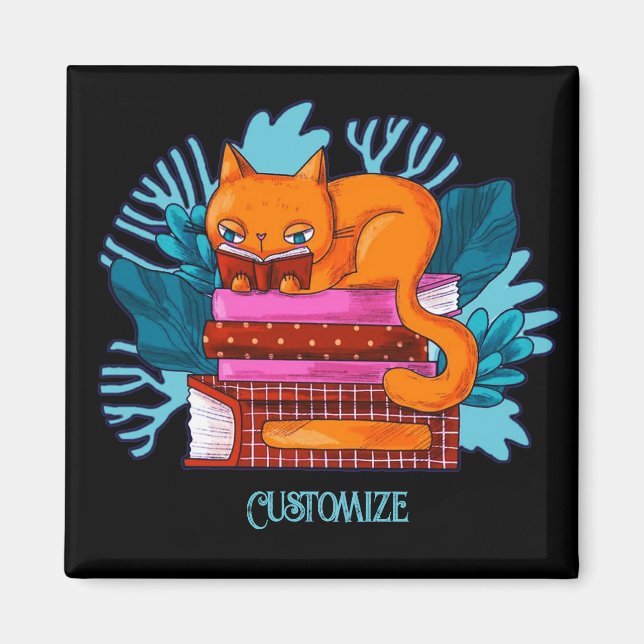 Personalized Cat Approved Books Magnet (Front)
