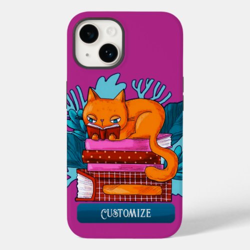 Personalized Cat Approved Books Pink Case_Mate iPhone 14 Case