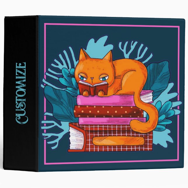 Personalized Cat Approved Books Teal 3 Ring Binder (Front/Spine)