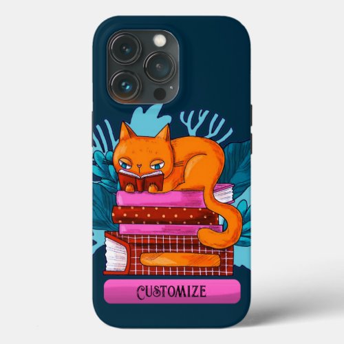 Personalized Cat Approved Books Teal iPhone 13 Pro Case