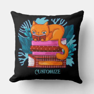 Personalized Cat Approved Books Throw Pillow