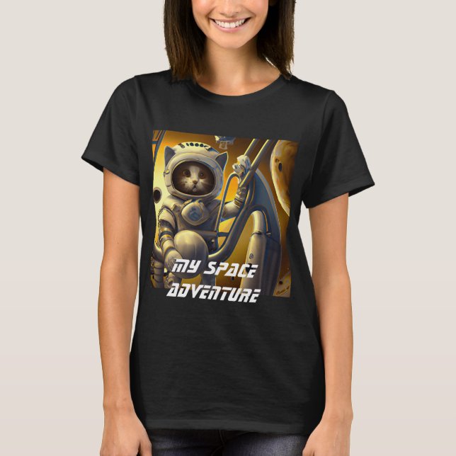 Personalized Cat Astronaut Illustration T-Shirt (Front)