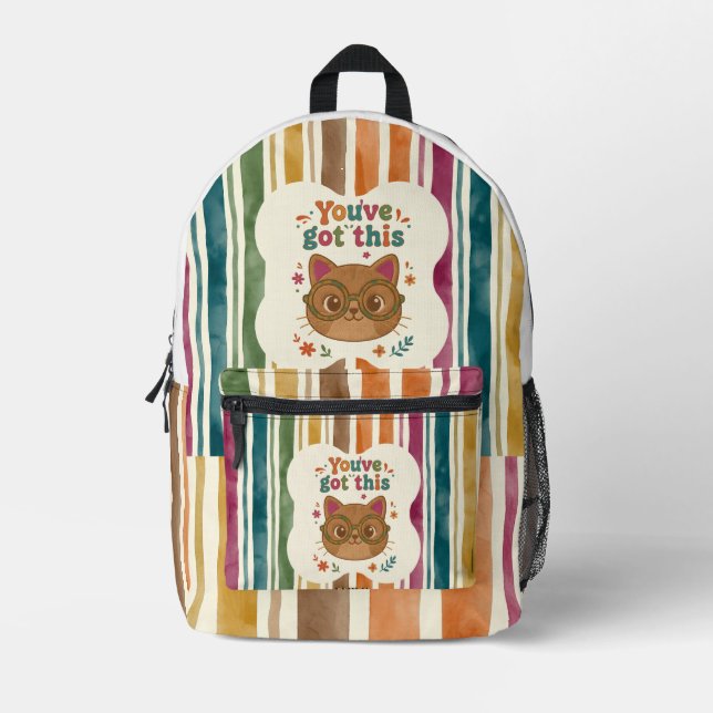 Personalized Cat Backpack | Add Name for School (Front)