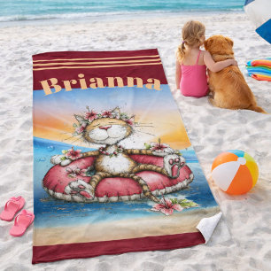 Personalized Cat Beach Towel