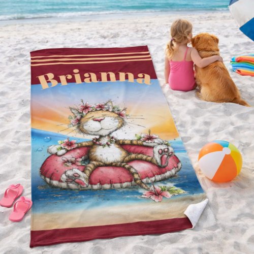 Personalized Cat Beach Towel