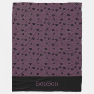 Personalized Cat Blanket Paws Name Italian Plum