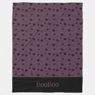 Personalized Cat Blanket Paws Name Italian Plum
