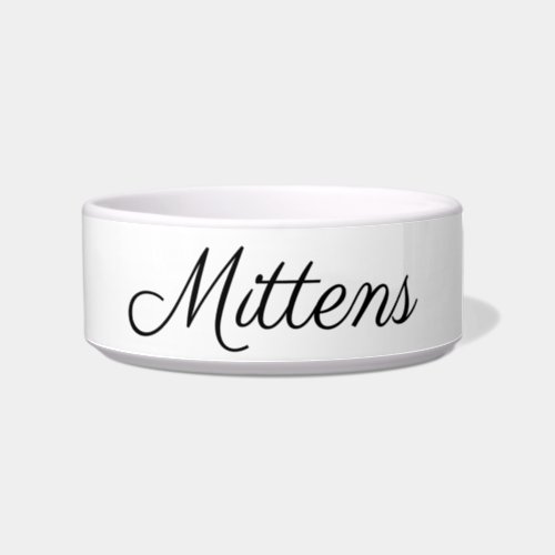 Personalized Cat Bowl Black on White 