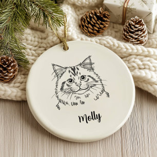 Personalized Cat Christmas Ceramic Ornament