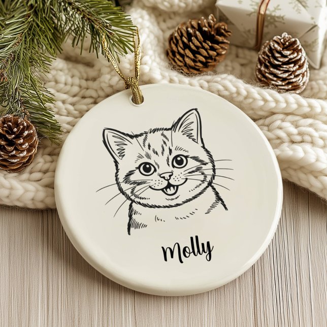 Personalized Cat Christmas Ceramic Ornament (Creator Uploaded)