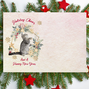 Personalized Cat Christmas Envelope Festive Wreath
