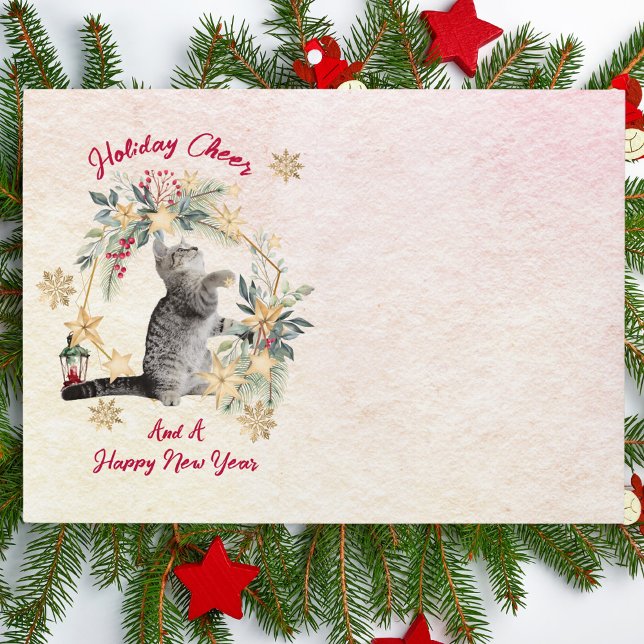 Personalized Cat Christmas Envelope Festive Wreath (Creator Uploaded)