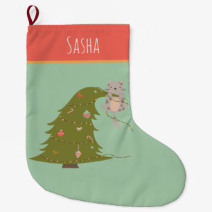 Personalized Cat Christmas  Large Christmas Stocking