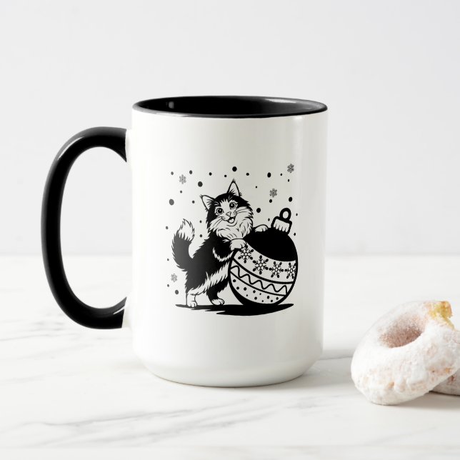 Personalized cat Christmas Mug (With Donut)
