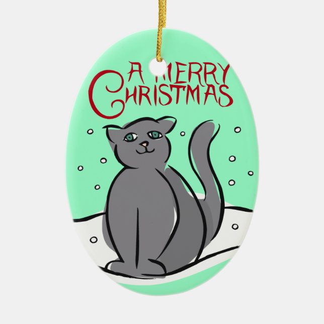 Personalized Cat Christmas Ornament (Front)