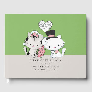 Personalized Cat Couple Bride And Groom Wedding Guest Book