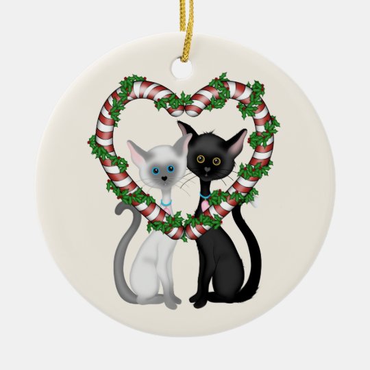  Personalized  Cat Couple First Christmas  Holiday  Ceramic  