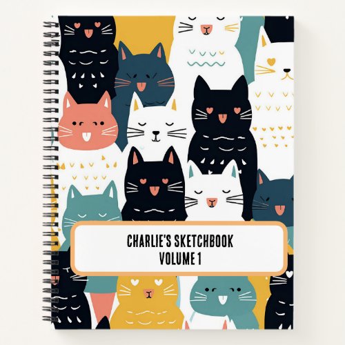 Personalized Cat Crowd Sketchbook Notebook