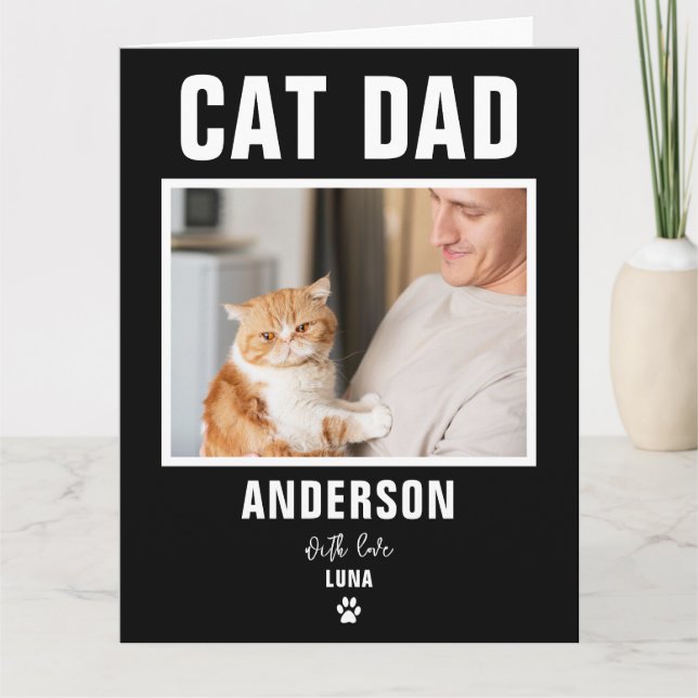 Personalized Cat Dad Custom Photo Card (Front)