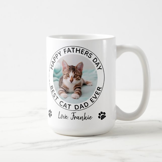 Personalized Cat Dad Father's Day Pet Photo Coffee Mug (Right)