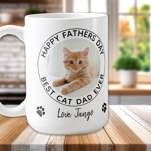 Personalized Cat Dad Pet Photo Happy Fathers Day  Coffee Mug