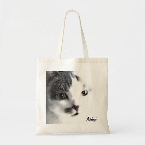 Personalized Cat Face Close_up Grocery Bag
