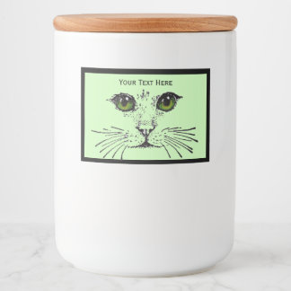 Personalized Cat face With Pretty Green Eyes Food Label
