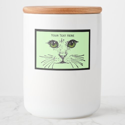 Personalized Cat face With Pretty Green Eyes Food Label