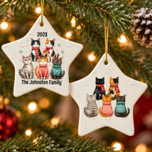 Personalized Cat Family Christmas Ornament