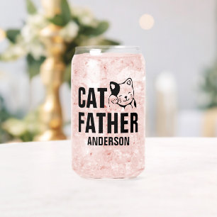 Personalized Cat Father Name Can Glass