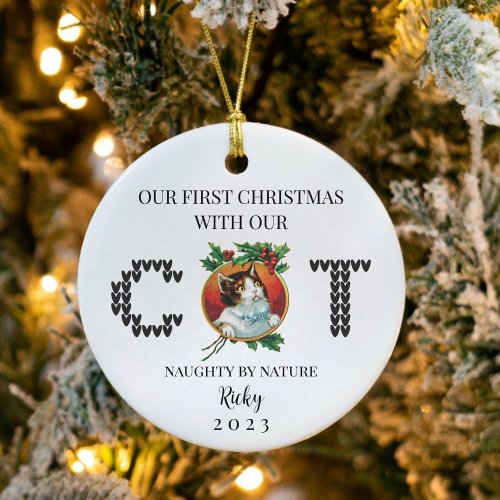 Personalized Cat First Christmas Ornament