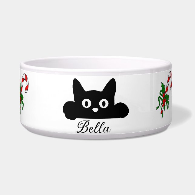 Personalized Cat Food Bowl, Custom Name Cat Gift Bowl (Front)