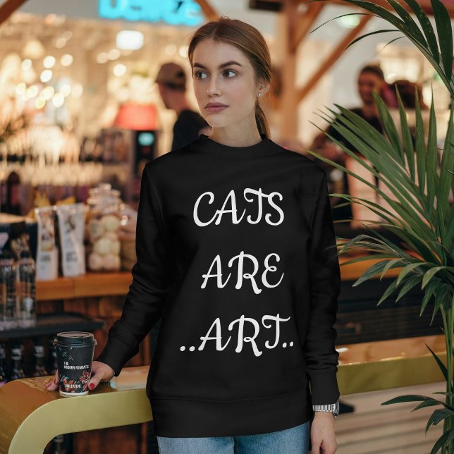 Personalized Cat Funny Modern Cozy Custom Black Sweatshirt (Creator Uploaded)